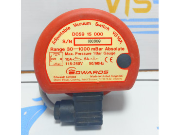 EDWARDS ADJUSTABLE VACCUM SWITCH VS 16K S/N : 0803009 RANGE 30-1000 mBar 115-250 V 