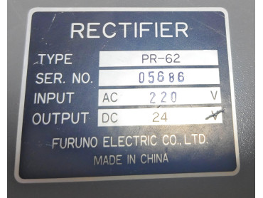 FURUNO PR-62 Rectifier, Input: AC 220 V, Output: DC  24 V SER No: 05686