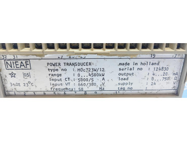 NIEAF POWER TRANSDUCER  TYPE: MOc723W/12 SERIAL NO :124830  660/380 V 