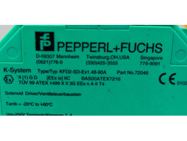 PEPPERL+FUCHS KFD2-SD-EX1.48-90 A SOLENOID DRIVER . PART NO :72046