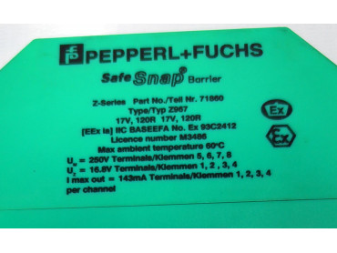 PEPPERL+FUCHS TYPE : Z967 SAFE SNAP BARRIER PART NO : 71860 