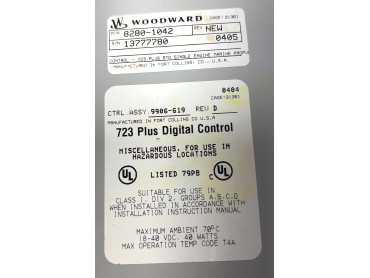 WOODWARD 8280 - 1042  723 PLUS DIGITAL CONTROL S/N 13777780 