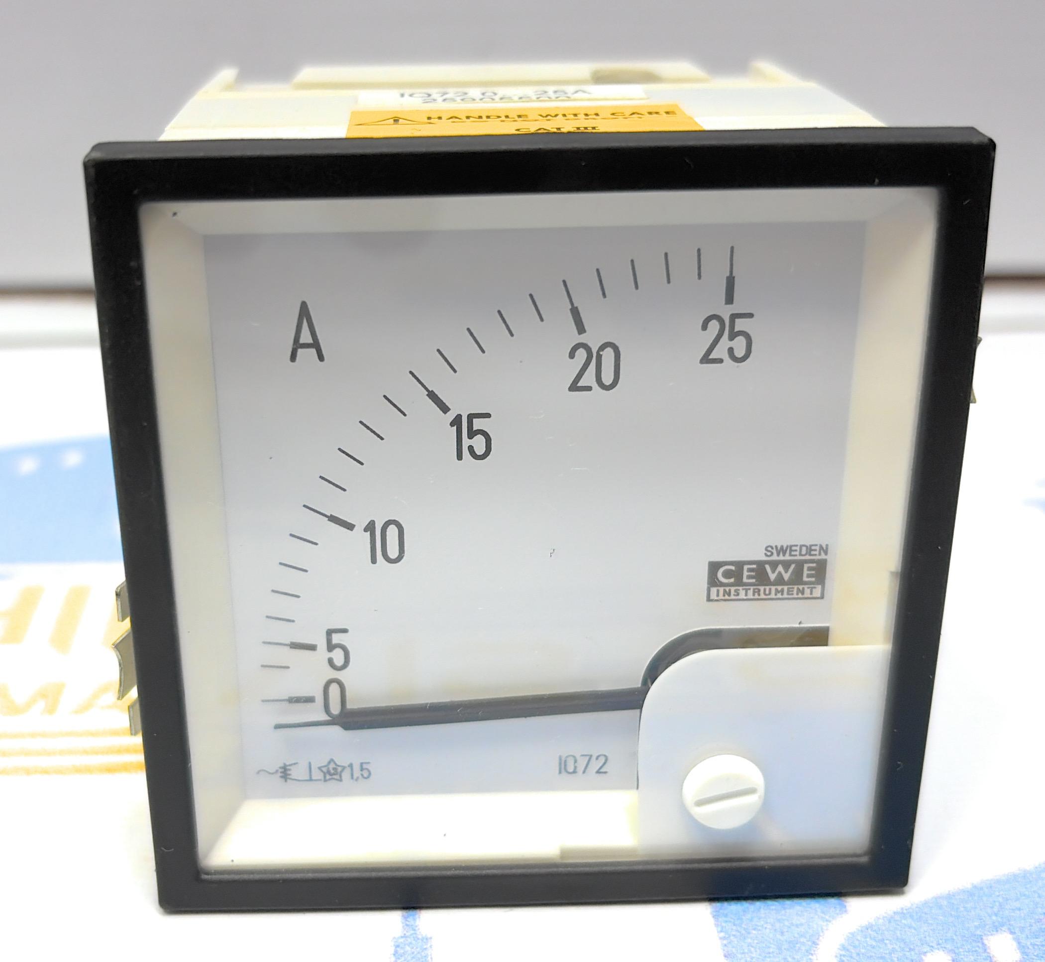 CEWE INSTRUMENT ANALOG PANEL AMMETER IQ 72 0…25 A 