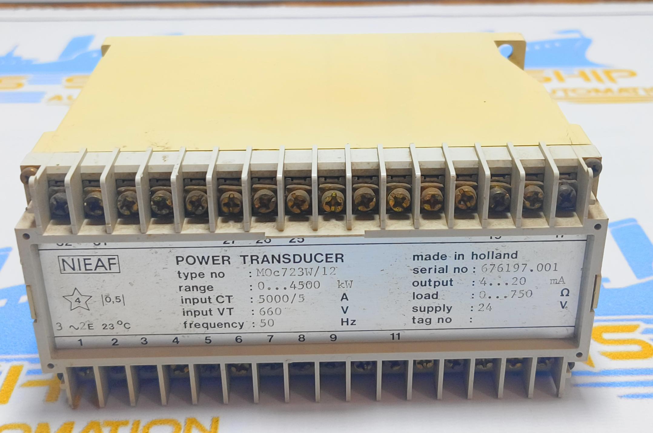 NIEAF POWER TRANSDUCER  TYPE: MOc723W/12 SERIAL NO :676197.001   660 V 