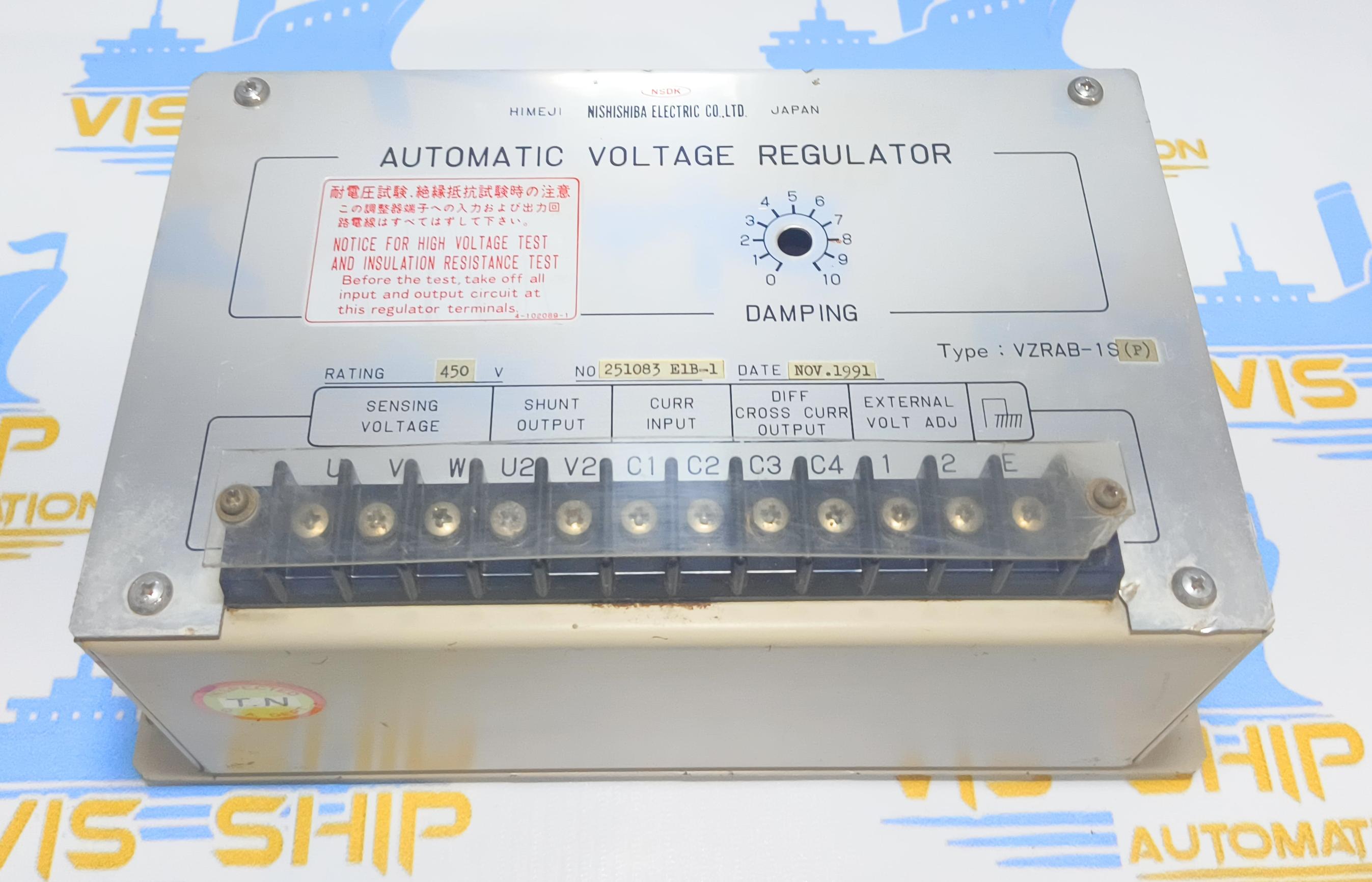 NISHISHIBA VZRAB-1S (p) AUTOMATIC VOLTAGE REGULATOR NO:251083 E1B -1 DATE: 1991