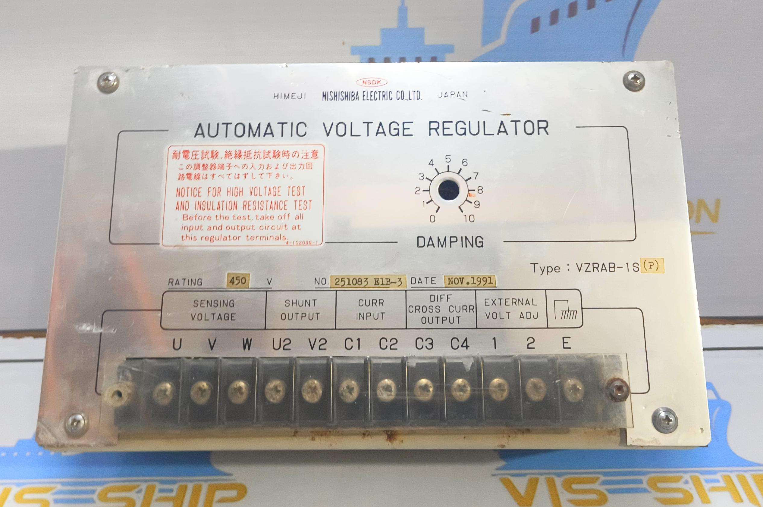 NISHISHIBA VZRAB-1S (p) AUTOMATIC VOLTAGE REGULATOR NO:251083 E1B -3 DATE: NOV1991