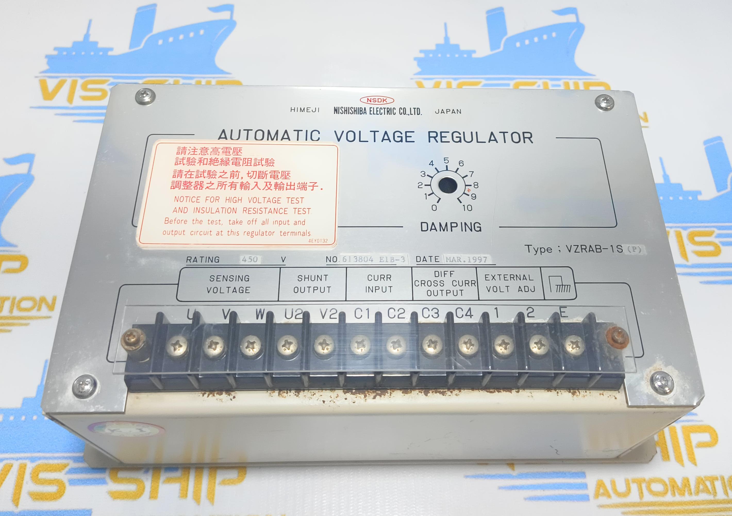 NISHISHIBA VZRAB-1S (p) AUTOMATIC VOLTAGE REGULATOR NO:613804 E1B -3 DATE: MARCH 1997