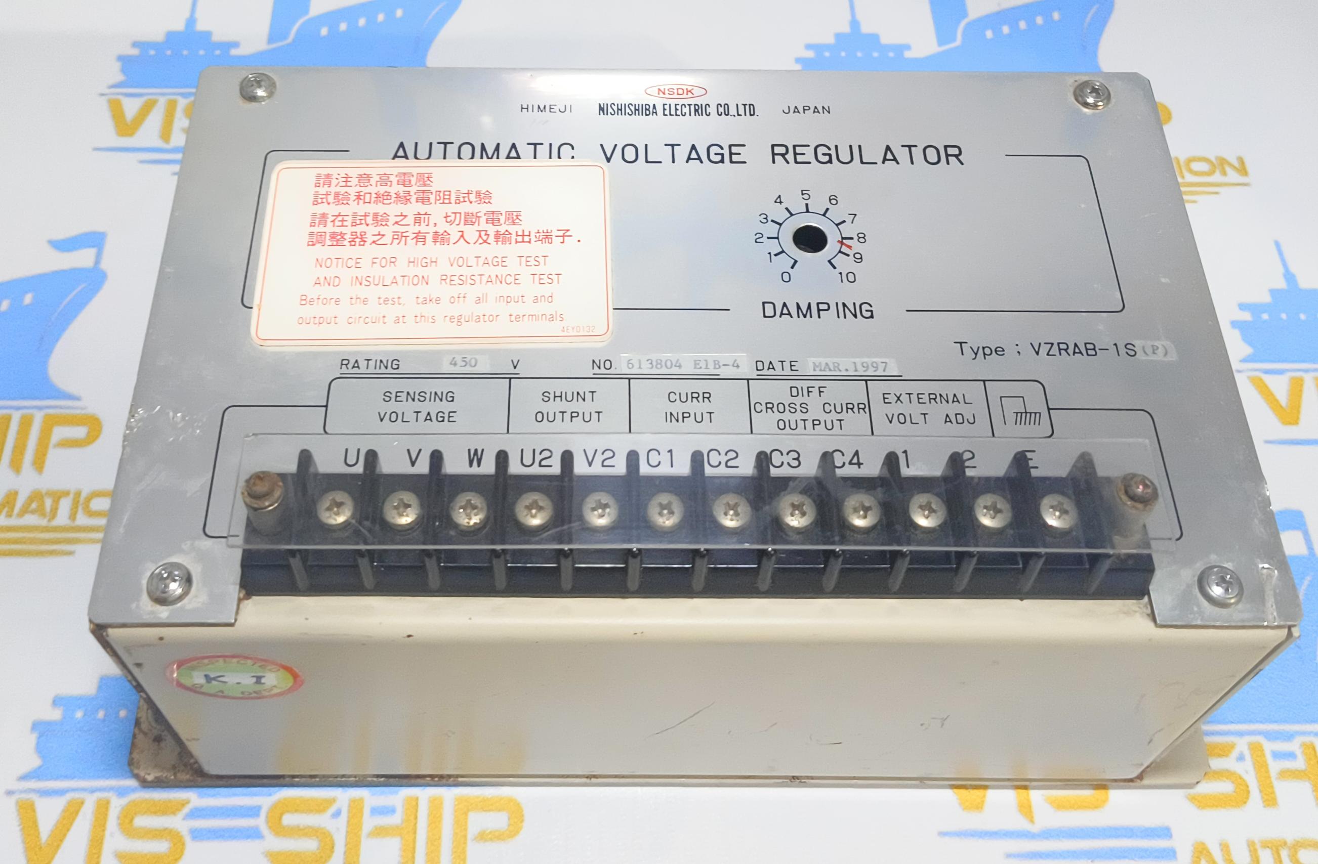 NISHISHIBA VZRAB-1S (p) AUTOMATIC VOLTAGE REGULATOR NO:613804 E1B -4 DATE: MARCH 1997