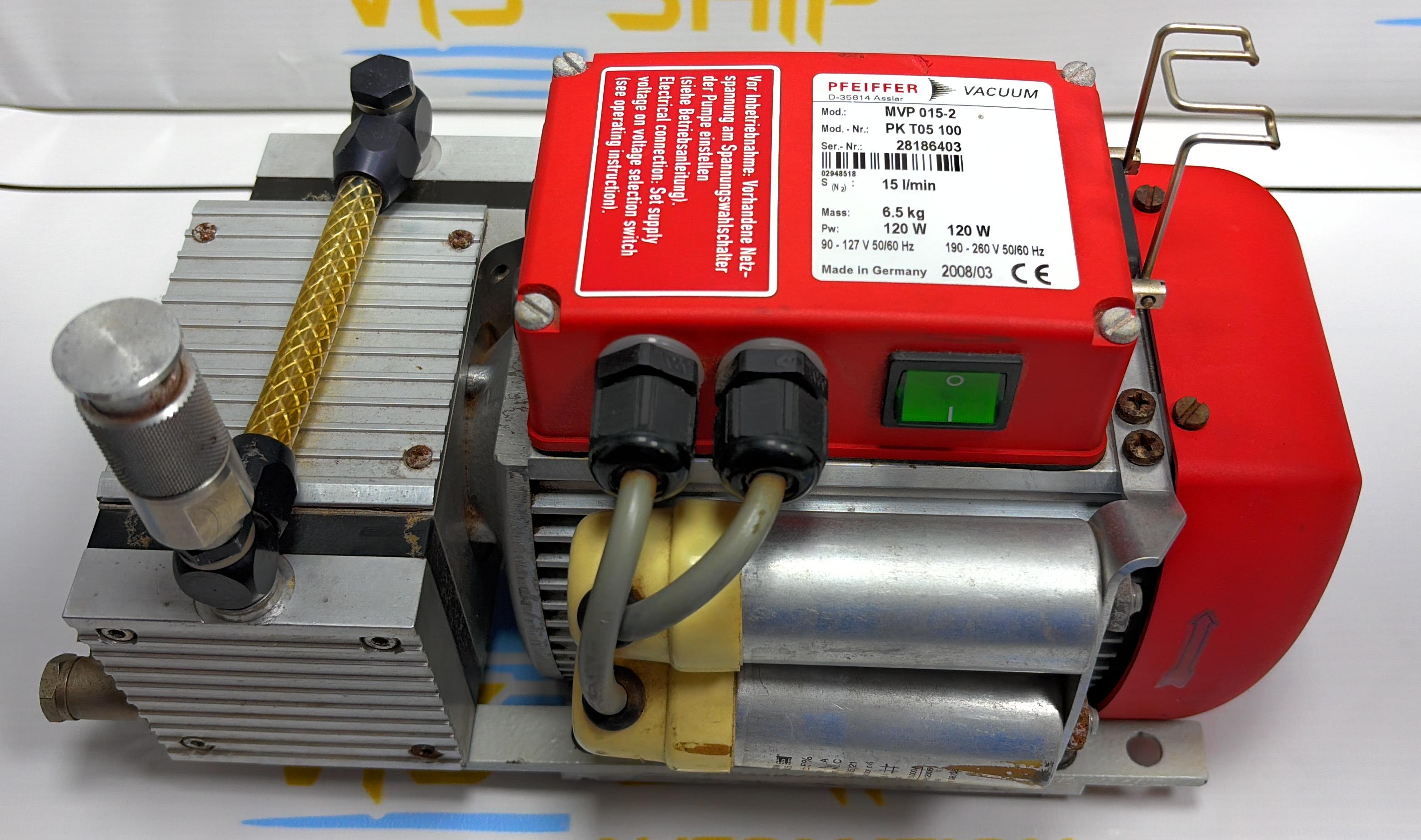 PFEIFFER VACUUM MVP 015-2 DRY VACUUM DIAPHRAGM PUMP PKT05100 .Pw 120 w 50/60 Hz date: 2008/03