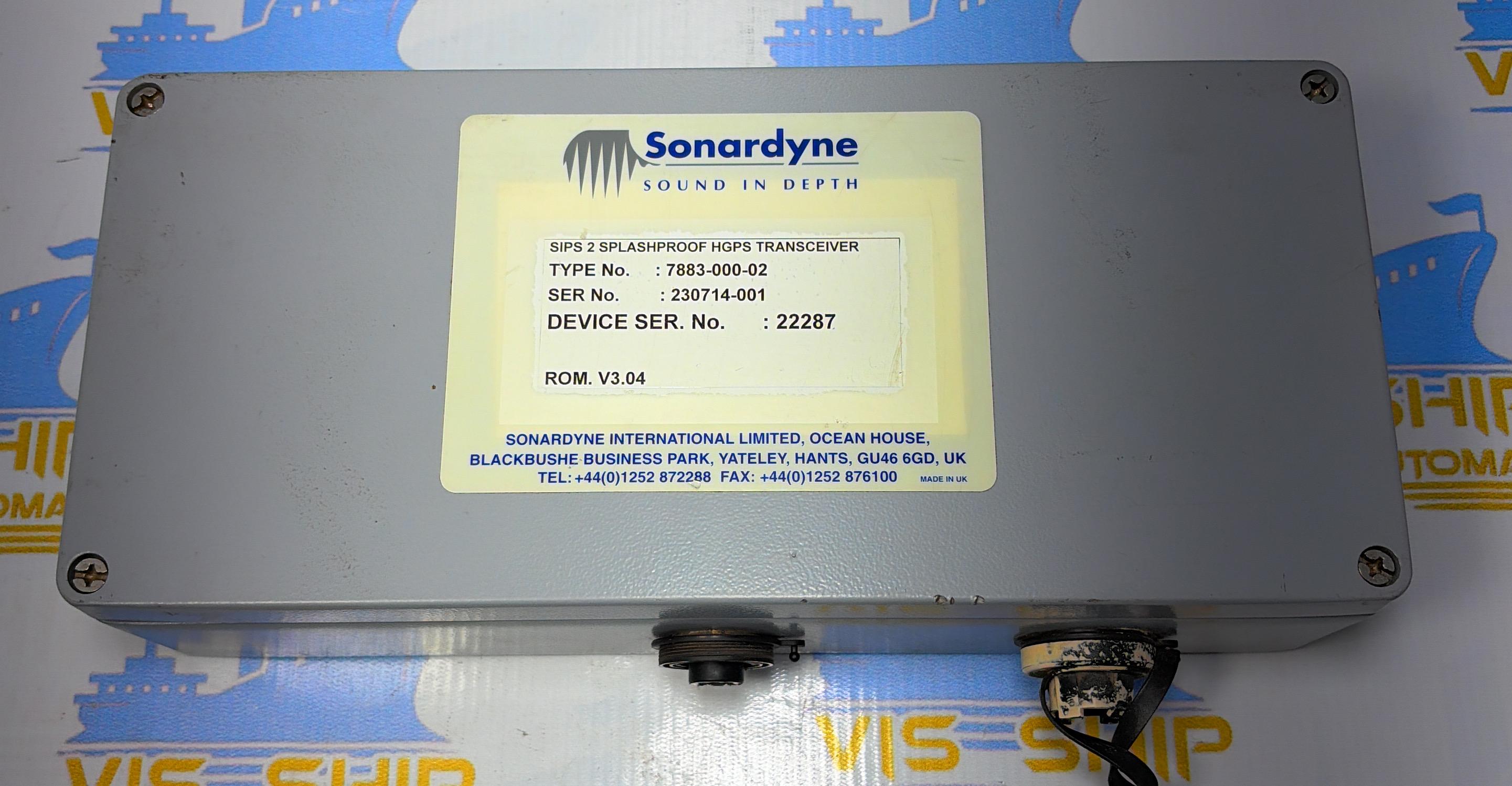 SONARDYNE SIPS 2 SPLASHPROOF HGPS TRANSCEIVER TYPE NO : 7883-000-02 SER NO : 230714-001